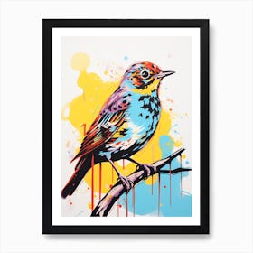 Andy Warhol Style Bird Hermit Thrush 3 Poster