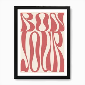 Retro Bonjour - Red Art Print