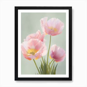 Bunch Of Tulips Flowers Acrylic Painting In Pastel Colours 1 Art Print