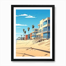 Venice Beach California, Usa, Flat Illustration 1 Art Print