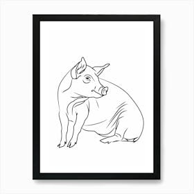 Pig Drawing animal lines art Art Print