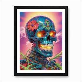 Neon Iridescent Skull Painting (12) Art Print
