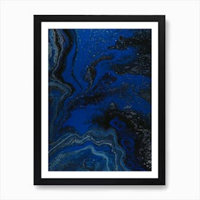 Blue And Black Abstract Painting 3 Art Print