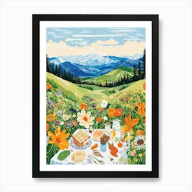 Spring Picnic With Flowers Art Print