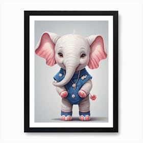 Cute Baby Elephant Nursery Ilustration (33) Art Print