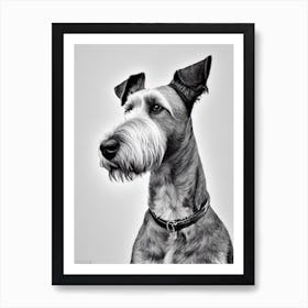 Airedale Terrier B&W Pencil Dog Art Print