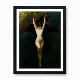 La Femme Chauve-Souris (c.1890) - The Bat Woman French Vintage Art Oil Painting by Albert Joseph Pénot - Remastered Archival High Resolution Nude Witch Art Print