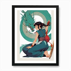 Girl With A Dragon Art Print