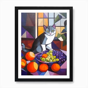 Lilac With A Cat 1 Cubism Picasso Style Art Print