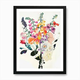 Foxglove 1 Collage Flower Bouquet Art Print