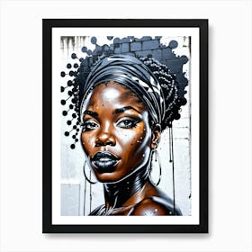 Graffiti Mural Of Beautiful Black Woman 392 Art Print