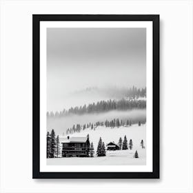 Lake Tahoe, Usa Black And White Skiing Poster Art Print