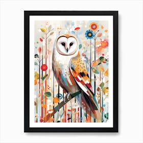 Bird Painting Collage Barn Owl 3 Art Print