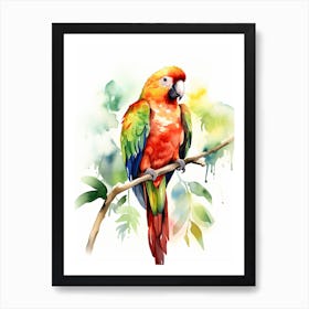 A Parrot Watercolour In Autumn Colours 0 Art Print