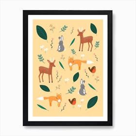 Woodland Animals Art Print