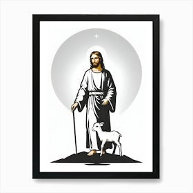 Jesus With A Sheep Art Print