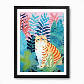 Cute Cat In The Jungle, Matisse Inspired Art Print