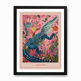 Floral Animal Painting Alligator 4 Poster Art Print