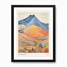 Stob Binnein Scotland 2 Colourful Mountain Illustration Poster Art Print