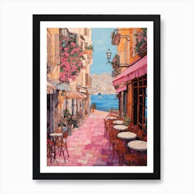 Cannes France 2 Vintage Pink Travel Illustration Art Print