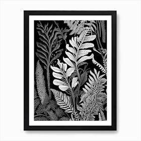 Cinnamon Fern Wildflower Linocut Art Print