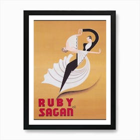 Dancers, Man and Woman Dancing, Art Deco, Muted Neutral Colors, Vintage Poster Art Print