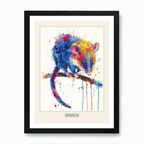 Opossum Colourful Watercolour 1 Poster Art Print