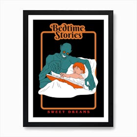 Funny Halloween Print, Children's Book Bedtime Stories Art Print