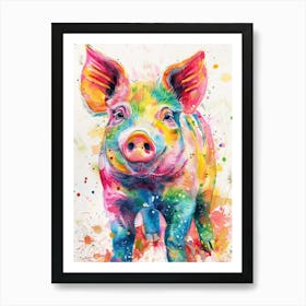 Pig Colourful Watercolour 2 Art Print
