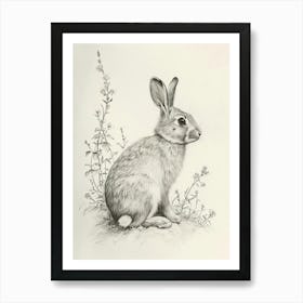 English Silver Rabbit Drawing 1 Art Print