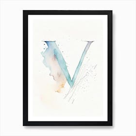 V  For Vegetables, Letter, Alphabet Minimalist Watercolour 2 Art Print