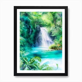 Kawasan Falls, Philippines Water Colour  (1) Art Print