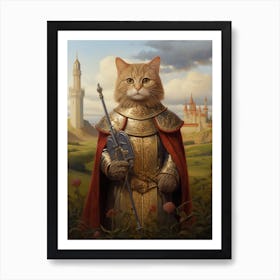 Cat In Medieval Armour 3 Art Print