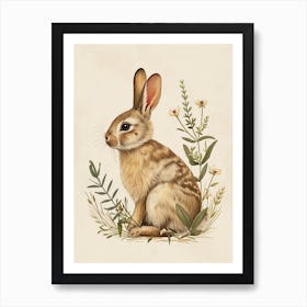 Blanc De Hotot Blockprint Rabbit Illustration 6 Art Print