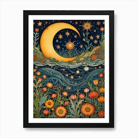 William Morris Moon And Flowers 11 Art Print