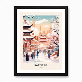 Vintage Winter Travel Poster Sapporo Japan Art Print