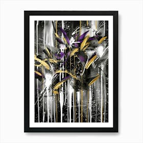 Purple And Gold Abstract Painting Art Print