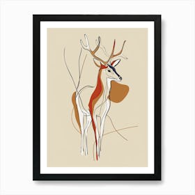 Deer - Boho, Line Art 8 Poster