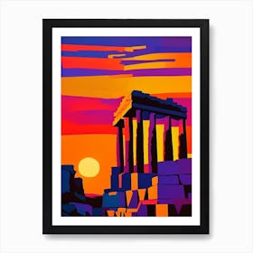 The Acropolis Geometric Sunset Art Print