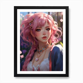 Pink Haired Girl 1 Art Print