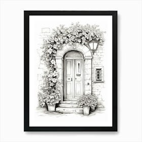 Split, Croatia   Mediterranean Doors Watercolour Painting 2 Art Print