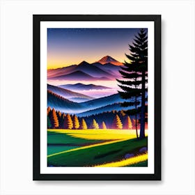 Sunset In The Mountains 1 Art Print