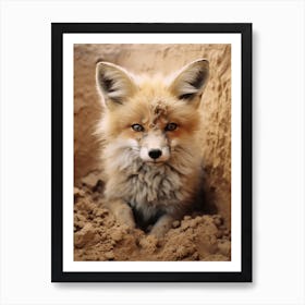 Tibetan Sand Fox Burrowing Photorealism 2 Art Print
