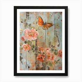 Butterfly And Flowers 11 Art Print