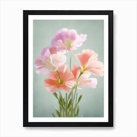 Freesia Flowers Acrylic Painting In Pastel Colours 3 Art Print