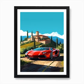 A Lamborghini Aventador In The Tuscany Italy Illustration 2 Art Print
