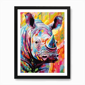 Rhino In The Wild Pop Art Retro 1 Art Print