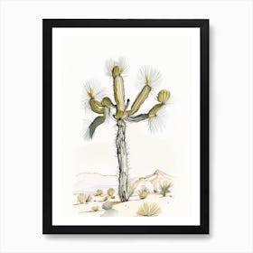 Joshua Trees National Park Minimilist Watercolour  Art Print