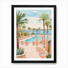 The Resort At Pelican Hill   Newport Beach, California   Resort Storybook Illustration 4 Art Print