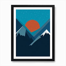 Grindelwald, Switzerland Modern Illustration Skiing Poster Art Print